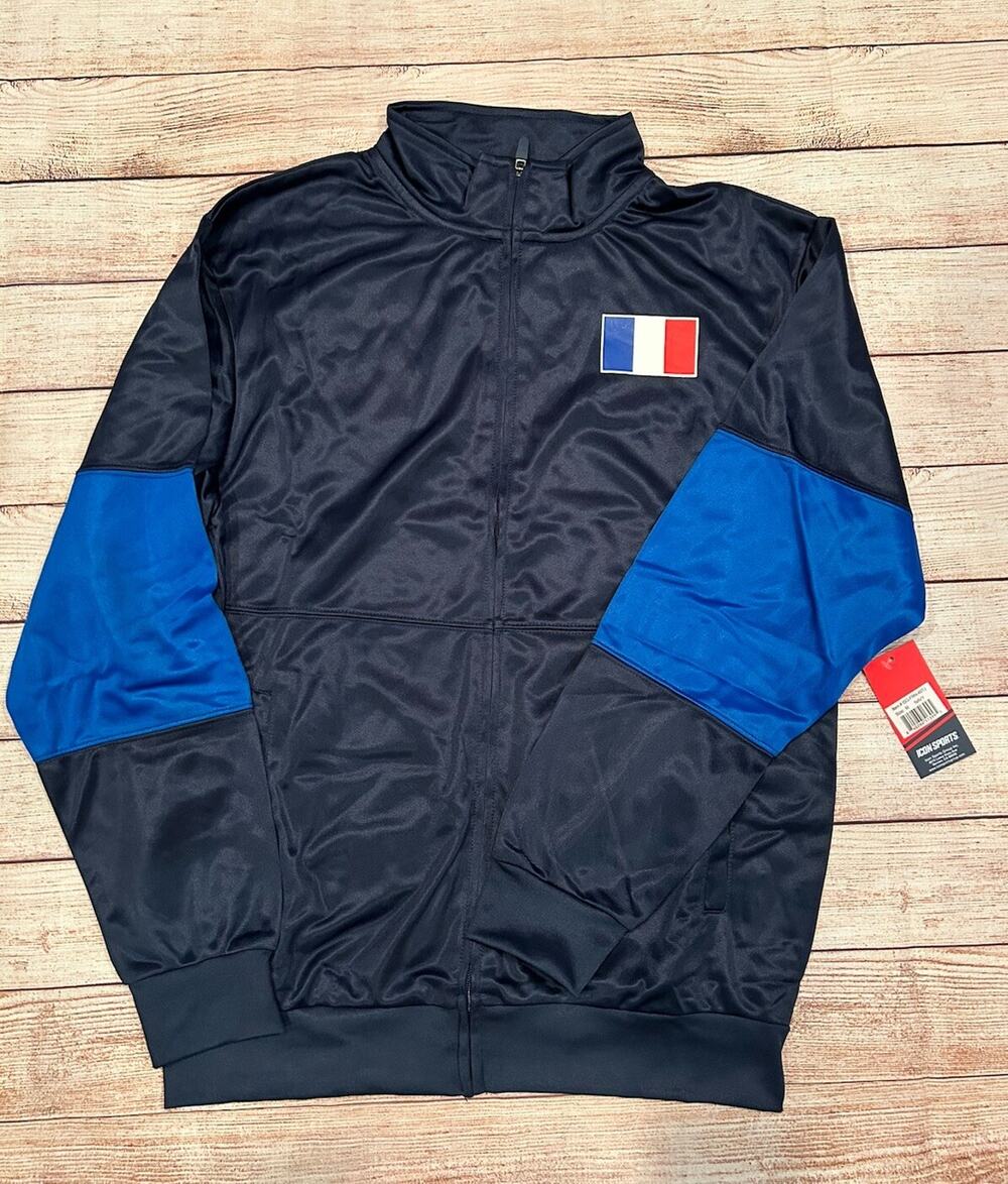 Icon Sports FRANCE Full Zip Active Training Soccer Men's Medium Track Jacket